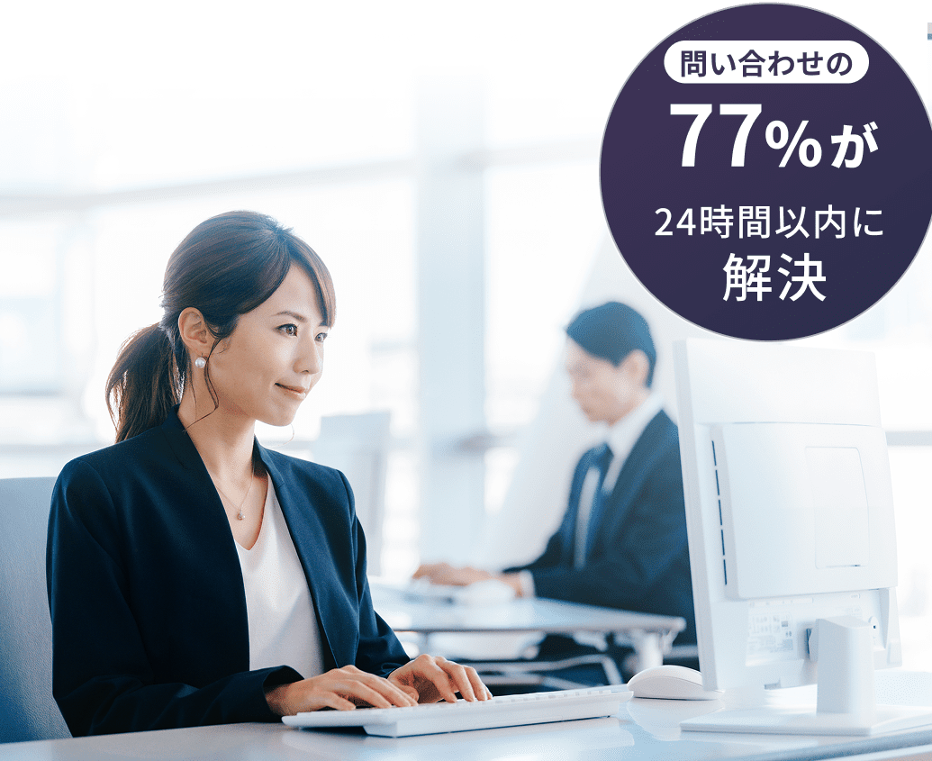 問い合わせの77%が24時間以内に解決
